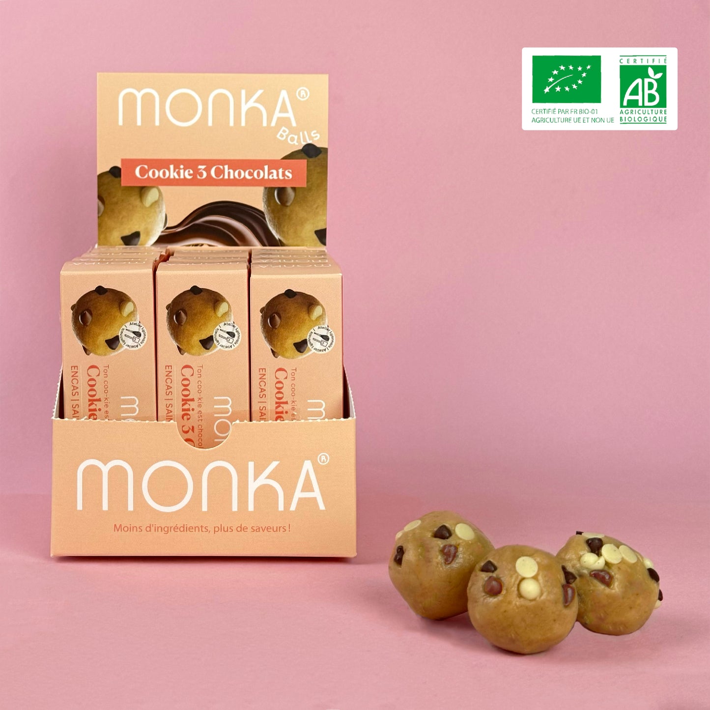 Monka Balls - Cookie 3 Chocolats x12 boîtes